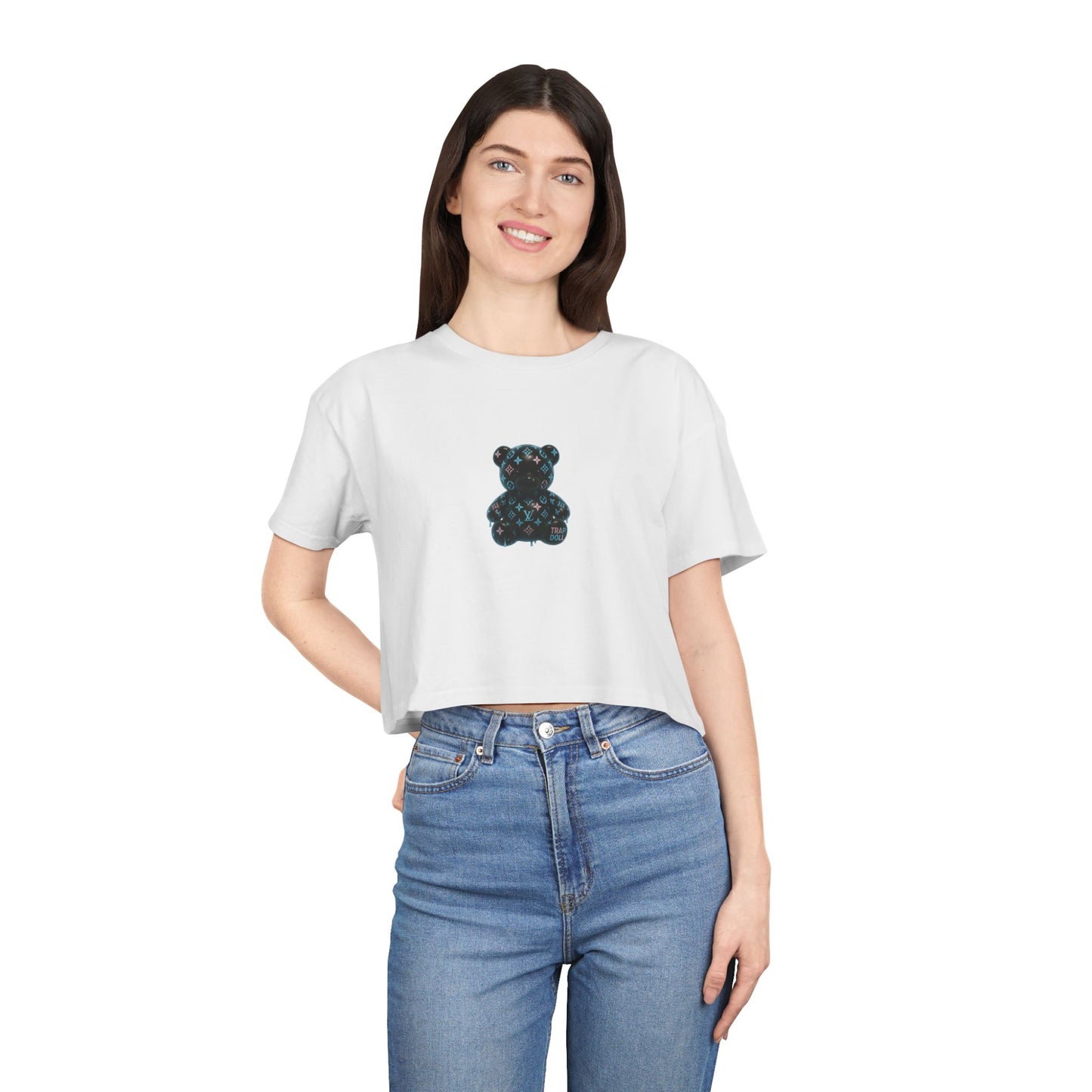 Pastel LV Drip Bear Crop Tee